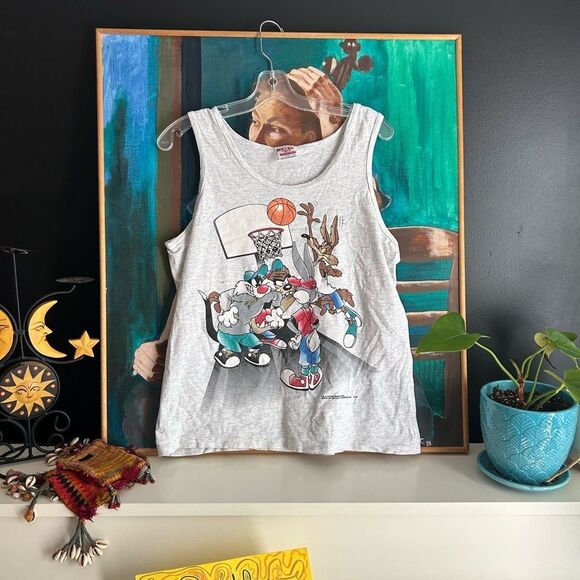 Vintage 1994 Graphic Tank Top - Warner Bros Basketball - Men's M Single Stitch - Picture 3 of 16